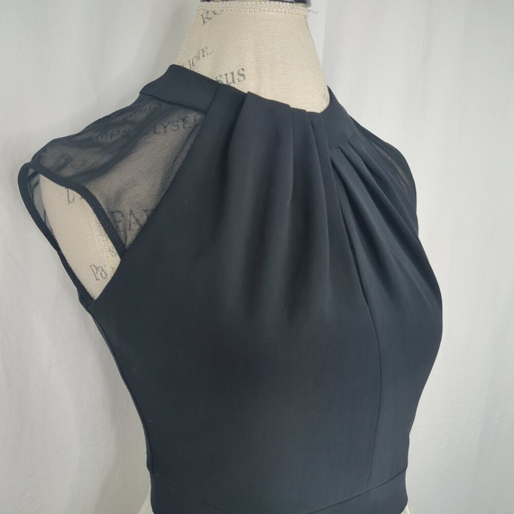 Betsy & Adam Black White Dress 6 Small Midi Hi-Lo Party NWT - Picture 3 of 10